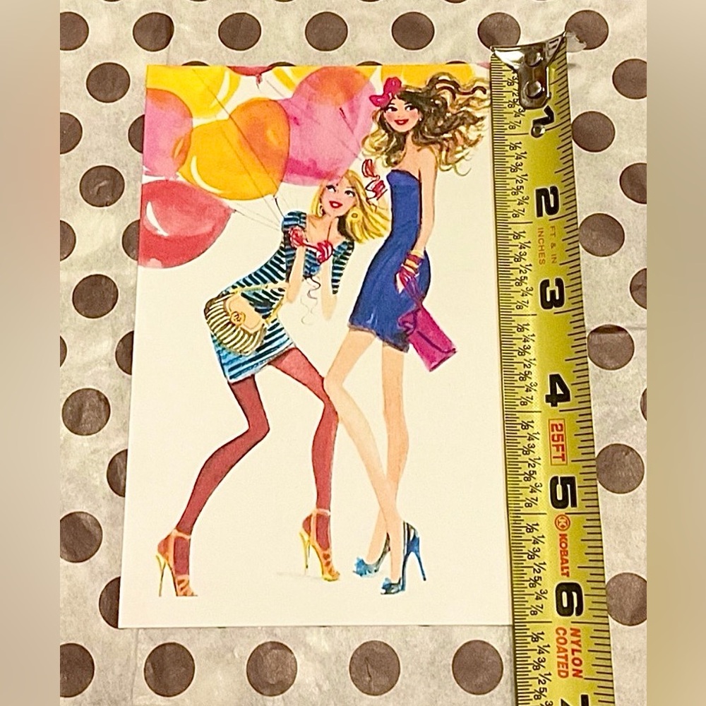 HENRI BENDEL Girls Celebrating With Colorful Balloons Notecard and Envelope🎉💃🎈💃 - Picture 3 of 3